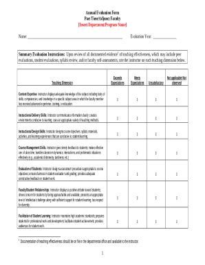 Non Tenure Track Faculty Summary Evaluation Doc Template Pdffiller