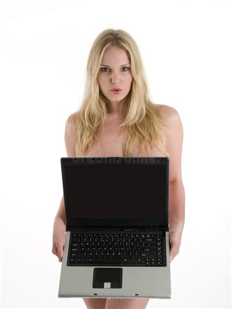 Nude Woman With Computer Stock Image Image Of Female