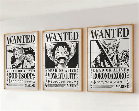 3 Set One Piece Poster, One Piece Wall Art, Luffy Poster, Roronoa Zoro ...