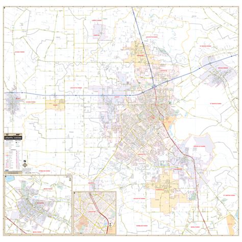 Lafayettelafayette Parish, LA Wall Map - Large Laminated