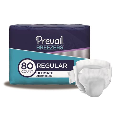 Prevail Breezers Ultimate Absorbency Incontinence Briefs Regular 80 Count