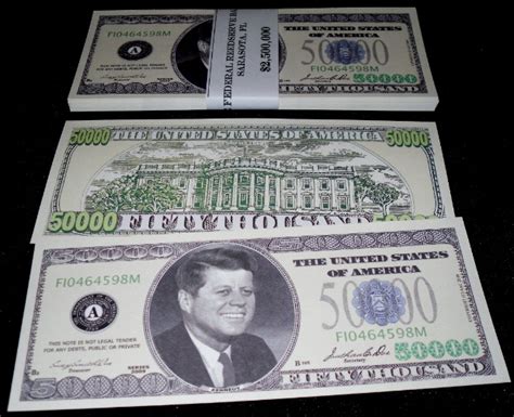 50 Jfk 50k Novelty Bills Real 10 Trillion Bill Free Ebay