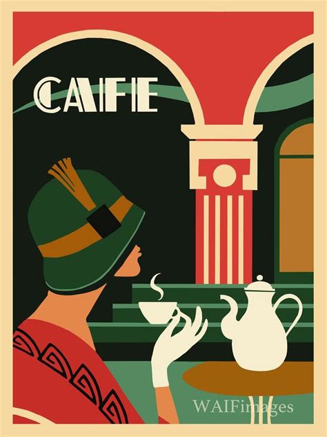 Art Deco Cafe Style Cute 1920s Style Poster Ideal For The Etsy Vecchie Pubblicità Immagini