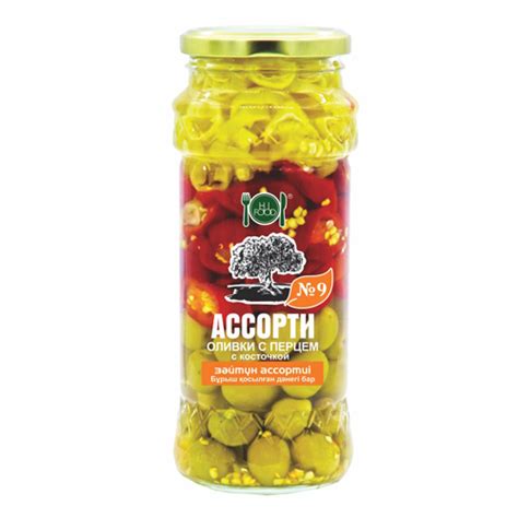 Ассорти оливки с перцем . С косточкой. №10 — Aspack