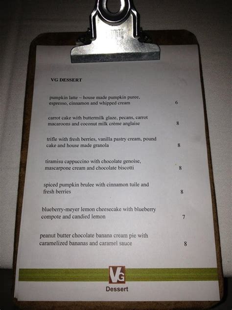 Menu at Vintner Grill pub & bar, Las Vegas