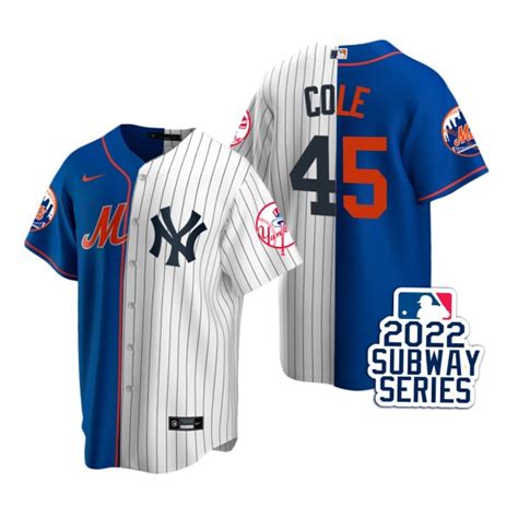 New York Yankees Gerrit Cole Royal White 2022 Subway Series Split ...