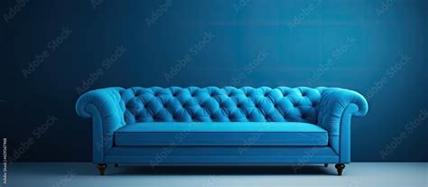 ed illustration of a modern sofa in the living room with a blue color ...