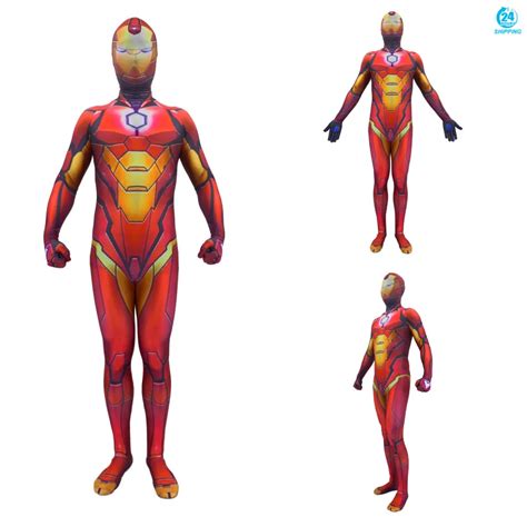 3d Printing Iron Man Cosplay Costume 3d Printing Spandex Lycra Zentai Bodysuit Suit Jumpsuits