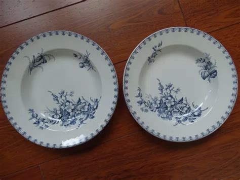 2 ANCIENNES ASSIETTES A Soupe En Faience De Sarreguemines Modele Vega