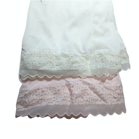 Vintage Caresse Lingerie Set Of Pink White Nylon Half Slip With Lace S M Etsy