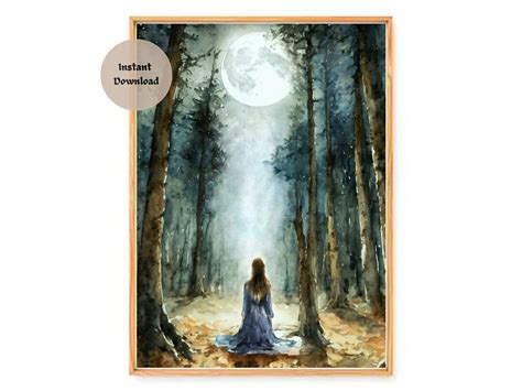 Moon Bathing Altar Print Hd Download Only Witchy Watercolour Pagan