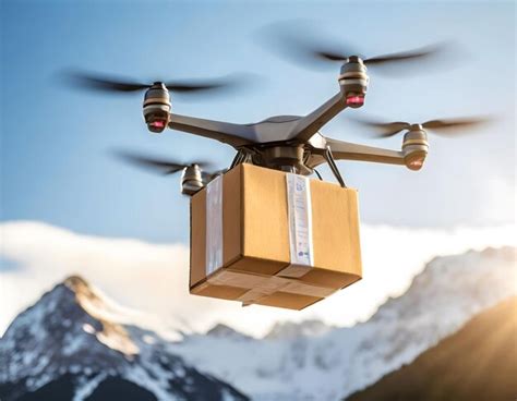 Premium Photo Drone Flies And Carries A Cardboard Box Transportation