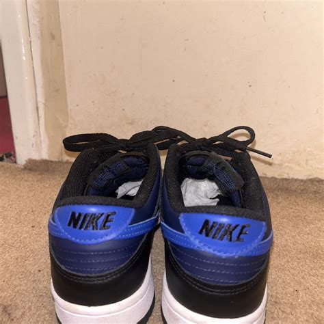 blue and black nike dunks, worn a couple of times no... - Depop