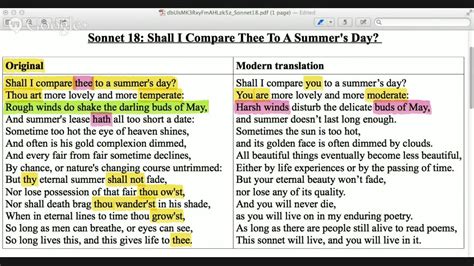 Advanced English Reading Class Shakespeares Sonnet 18 Youtube