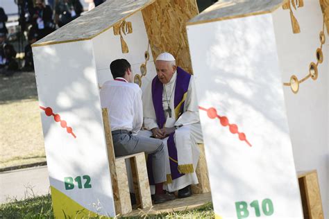 Pope Francis Hears Young Peoples Confessions In Lisbon National