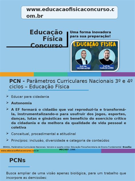 Como A Educação Física É Entendida Nos Pcn's - PCNs para Leitura | PDF | Educação Física | Física