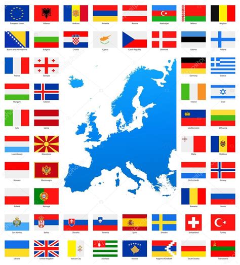 Mapa Y Banderas De Europa Colecci N Completa De Vectores