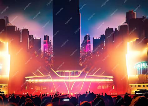 Premium AI Image | cityscape backdrop for a stage concert Showcase iconic city