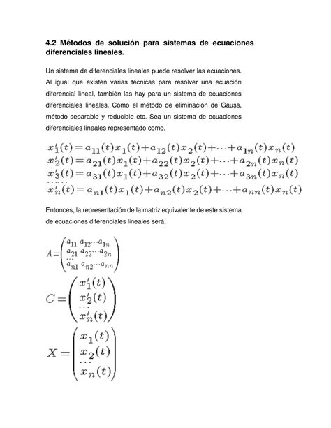 M Todos De Soluci N Para Sistemas De Ecuaciones Diferenciales