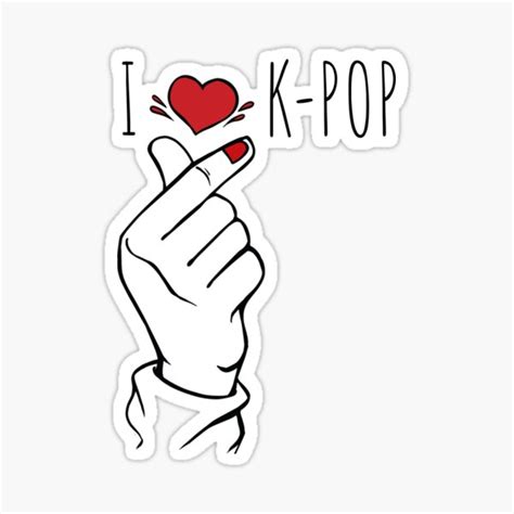 Cute Korean Finger Heart Kpop Love K Pop T Korean Sticker For