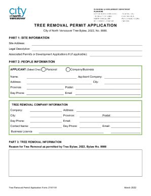 Fillable Online Tree Removal Permit Application Form Fax Email Print ...