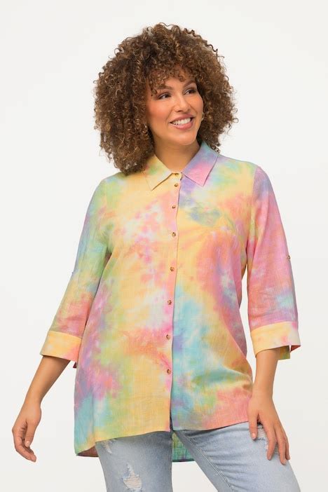 Tie Dye Short Sleeve Button Down All Blouses Blouses