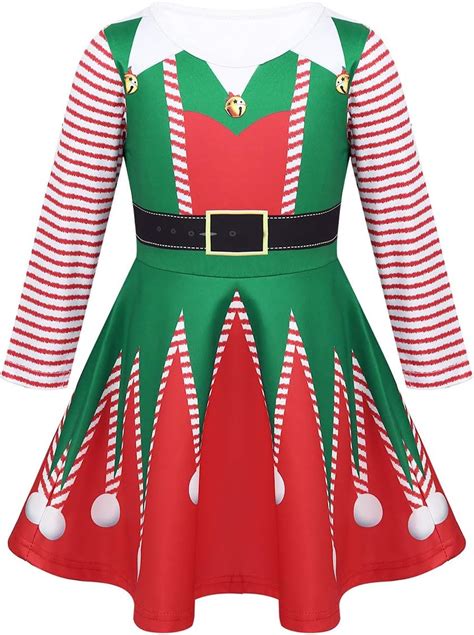 Yizyif Robe De Noël Enfant Fille Déguisement Elfe De Noël Costume Lutin