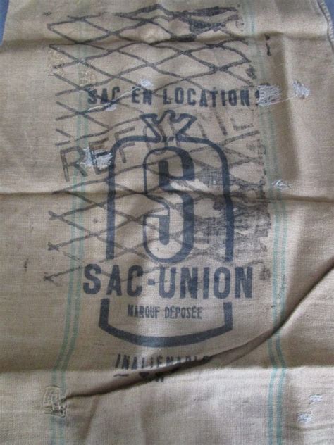 Ancien Sac En Toile De Jute Sac Union Marne Antic