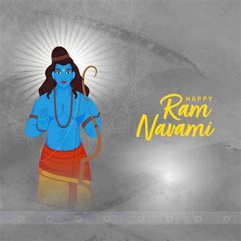 Premium Vector Happy Ram Navami Lord Rama Birthday Greeting Card With