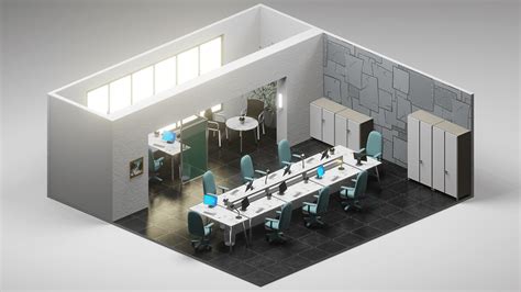 Isometric Interiors On Behance