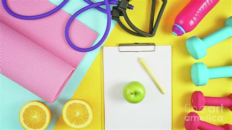 Health And Fitness Concept On Modern Colorful Background Photograph By