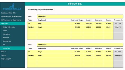 OKR Template in Excel