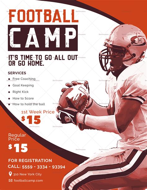 Football Camp Flyer Template Professional Sample Template Collection