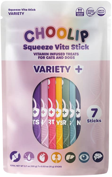 Choolip Squeeze Vita Stick Lickable Cat Treats Multivitamin Snacks For