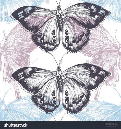 Hand Drawn Butterfly Seamless Pattern Texture Stock Vector Royalty