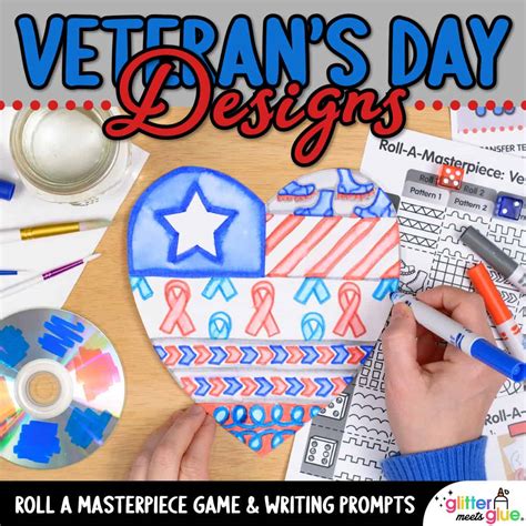 Veterans Day Heart Art Game – Art Project, Template, Writing Prompt