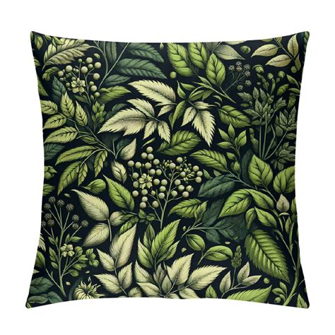 Chilfamy Botanical Print Pillow Covers Vintage Black Sage Green Plant