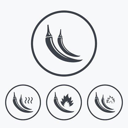 Hot Chili Pepper Icons Spicy Food Symbols Stock Vector Royalty Free