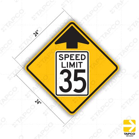 Speed Limit 35 Ahead Symbol Sign W3 5 300736 Tapco Traffic