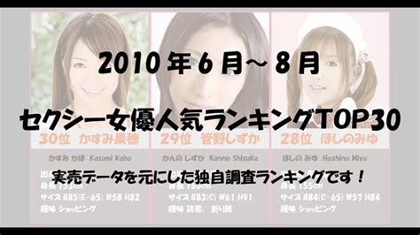 【永久保存版】セクシー女優リアル人気ランキング 2010年6月〜8月編 Youtube