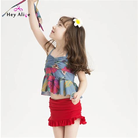 Heyelice Lovely Girls Bikini Set Printing Kid Swimwear Two Pieces Bikini With Cap 3T 8T Girls