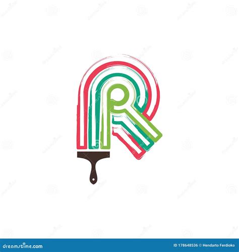 Letter R Paint Brush Logo Design Home Building Decoration Icon Graphic