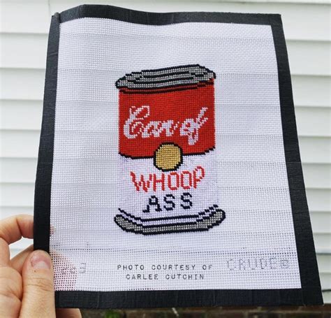 Can Of Whoop Ass Hand Painted Parody Needlepoint Canvas Etsy