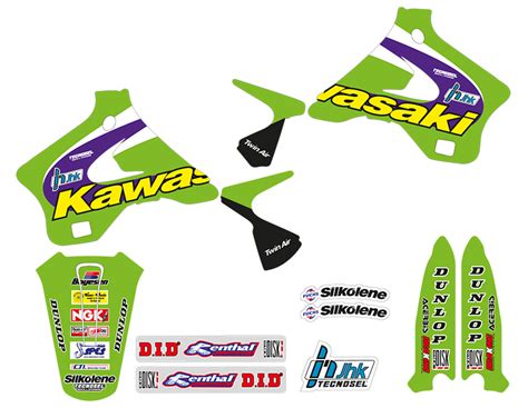 Kit Adesivi Replica Team Kawasaki 1998 Tecnosel Kawasaki Kx 250 125