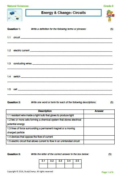 Natural Science And Technology Grade Worksheets Term