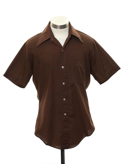 Retro 70 S Shirt 70s Target Mens Dark Brown Polyester Cotton Blend