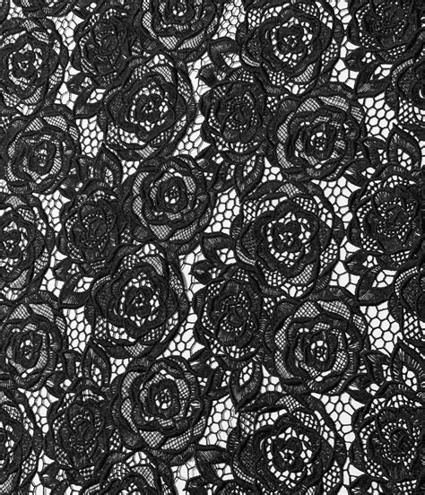 Black Lace Fabric With Floral Design