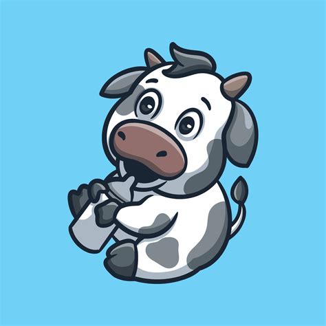 Cow Drinking Milk Cartoon Illustration 35275708 Vector Art at Vecteezy