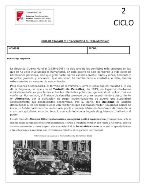 Pdf Guia De Trabajo N La Segunda Guerra Ciclo Guia N La