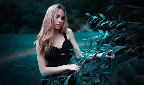 Model Skinny Ivan Gorokhov Nature Women Blonde Brown Eyes Women Outdoors Dress HD